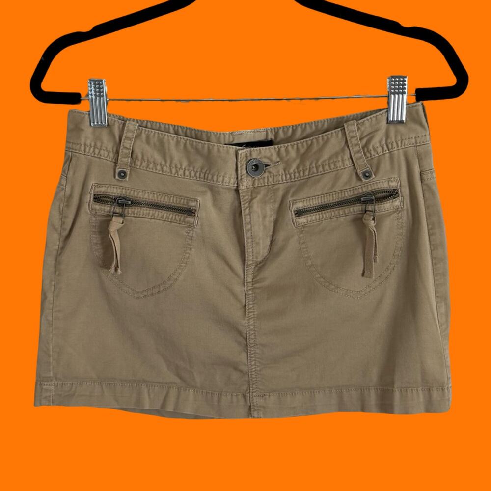 00's vintage tan cargo utility y2k micro mini skirt Size 4 express